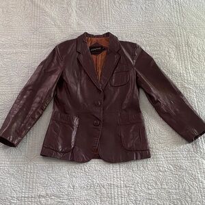 JCPenney Rich Brown Leather Blazer